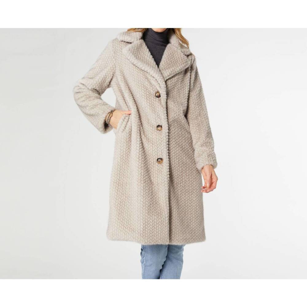 NEW COCO + CARMEN lenore faux fur coat in cement